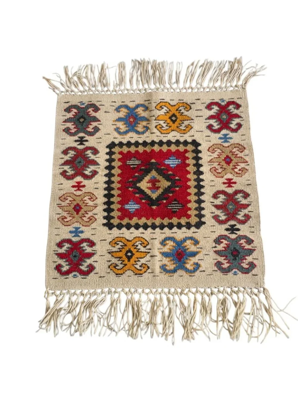 Vtg Prayer Rug, Wool, Hand Knotted, 26